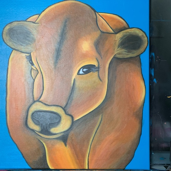 Original Brown Cow Painting 16x20 on Canvas - Picture 2 of 2